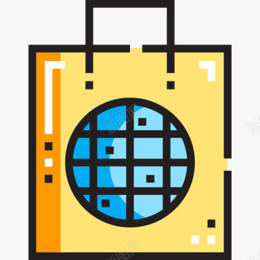 购物袋数字服务9线性颜色图标图标