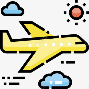 飞机汽车运输5线颜色图标图标