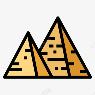 金字塔旅行者3线性颜色图标图标