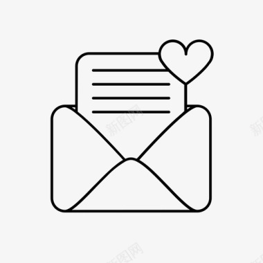 信封里有心的信爱情情书图标图标