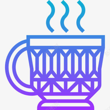 咖啡杯法国符号3渐变图标图标