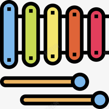 木琴儿童3线性颜色图标图标