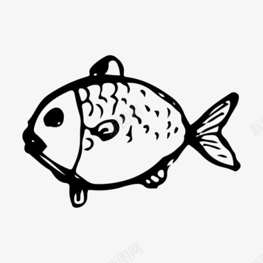 鱼动物手绘图标图标