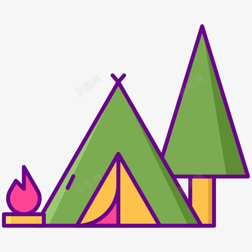 露营地夏季旅行1线性颜色图标svg_新图网 https://ixintu.com 夏季 旅行 线性 营地 露营 颜色
