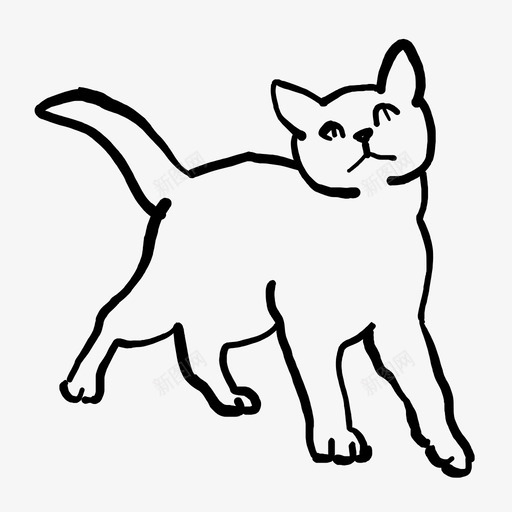 猫玩问小猫图标svg_新图网 https://ixintu.com 小猫 手绘猫 猫玩 看 问