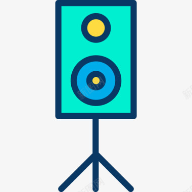扬声器音乐69线性颜色图标图标