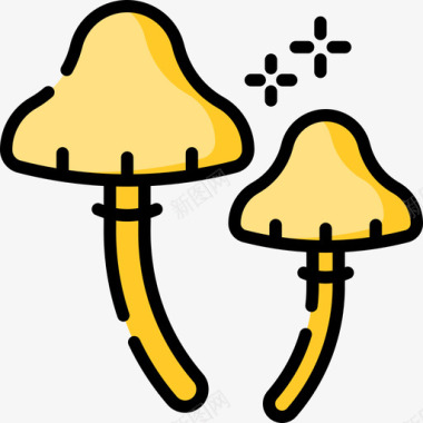 蘑菇添加剂2线形颜色图标图标