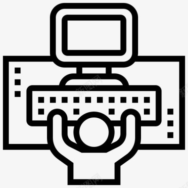 键盘计算机技术15线性图标图标