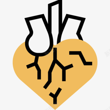 心脏人体器官7黄色阴影图标图标