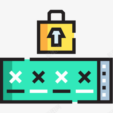 密码保护和安全6线性颜色图标图标
