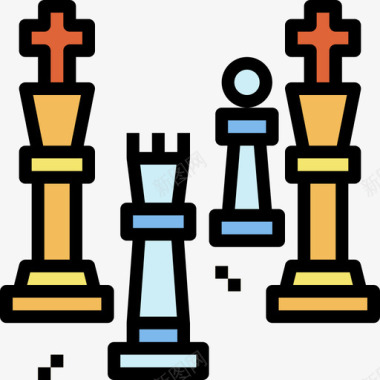 国际象棋儿童3线颜色图标图标