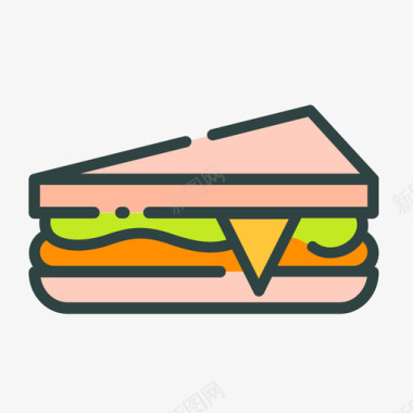 三明治快餐85线性颜色图标图标