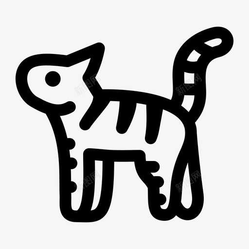 猫画小猫图标svg_新图网 https://ixintu.com 动物 小猫 条纹 老虎