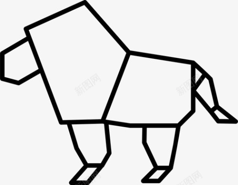 折纸动物狮子图标图标