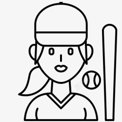 女性球员棒球女孩球员图标高清图片