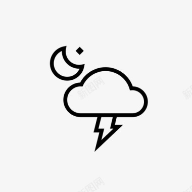 夜间部分多云雷暴天气预报移动天气预报图标图标