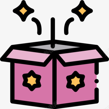 魔术盒魔术29线性颜色图标图标