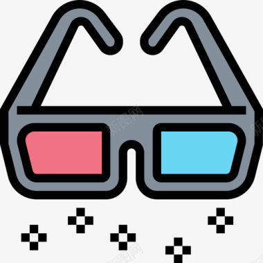 3d眼镜电子游戏6线性颜色图标图标