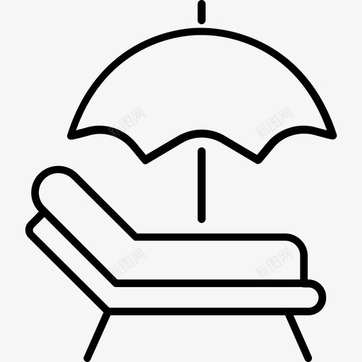 躺椅沙滩放松图标svg_新图网 https://ixintu.com 夏季 度假 放松 沙滩 躺椅 雨伞
