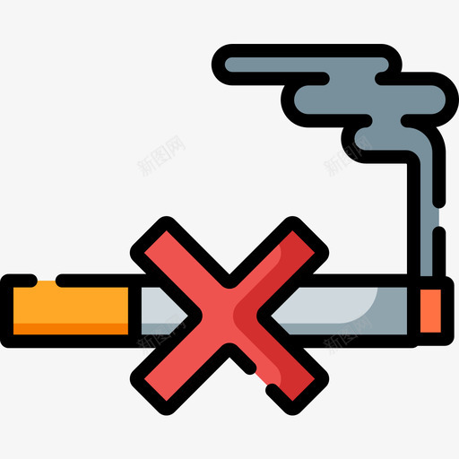 禁止吸烟戒烟9线性颜色图标svg_新图网 https://ixintu.com 吸烟 戒烟 禁止 线性 颜色