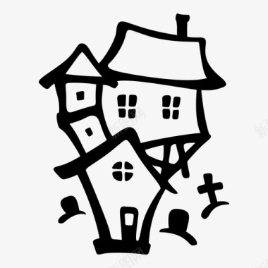 万圣节之家废弃之家鬼屋图标图标