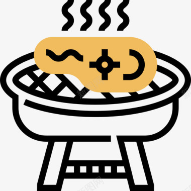 烧烤烧烤和烧烤4黄色阴影图标图标