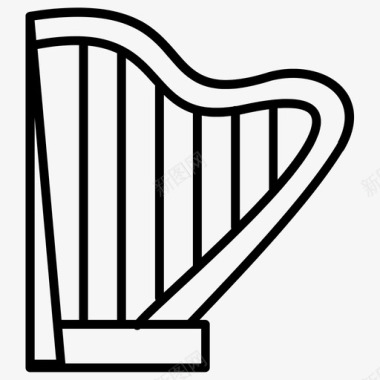 音乐竖琴艺术加粗线条75图标图标