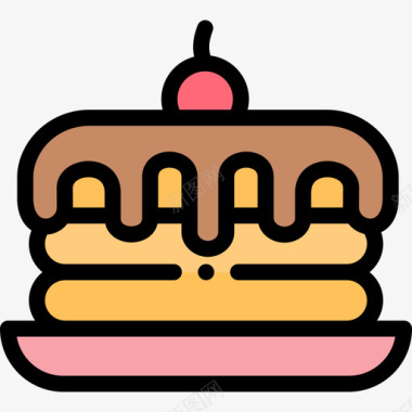 煎饼面包店94线性颜色图标图标