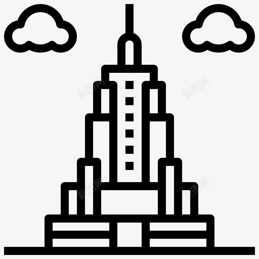 帝国大厦建筑建筑和城市图标svg_新图网 https://ixintu.com 世界地标轮廓 地标 帝国大厦 建筑 建筑和城市
