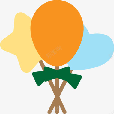 气球庆祝派对3扁平图标图标