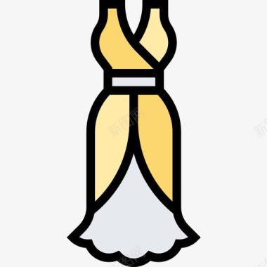 连衣裙法国符号4线性颜色图标图标