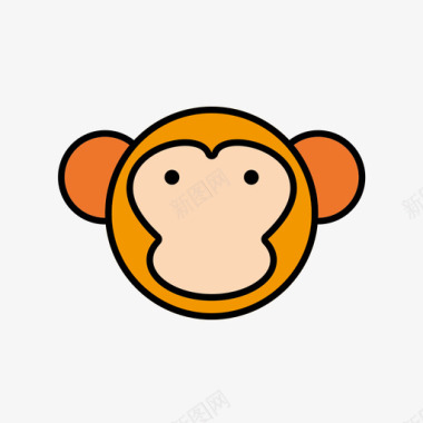 动物图标-上色-猴子图标
