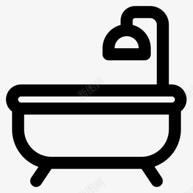 浴缸家具淋浴图标图标