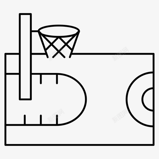 篮球篮球场游戏图标svg_新图网 https://ixintu.com 体育 元素 城市 游戏 篮球 篮球场 线组 细线