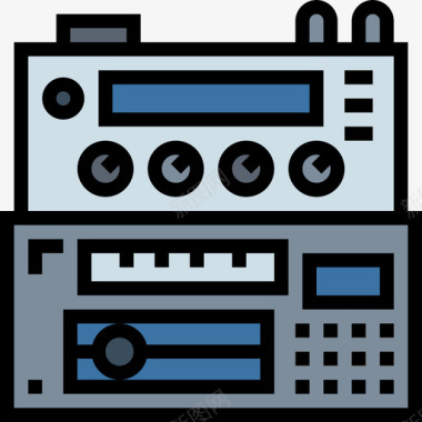 收音机4电台线性彩色图标图标