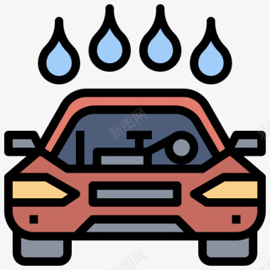 洗车服务洗车10线性颜色图标图标