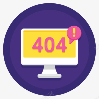 404错误网络营销扁平循环图标图标