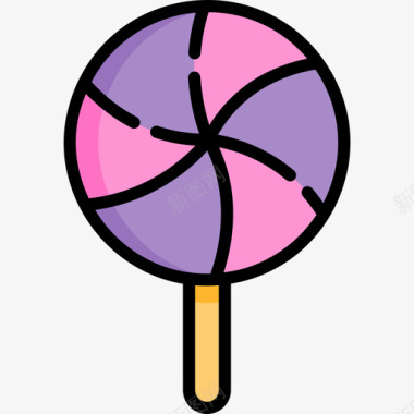 棒棒糖糖果和糖果14线性颜色图标图标