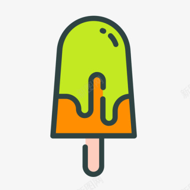 冰淇淋快餐85线性颜色图标图标