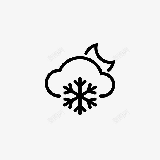 夜间多阴雪天气预报移动天气预报图标svg_新图网 https://ixintu.com 多阴 夜间 天气预报 移动