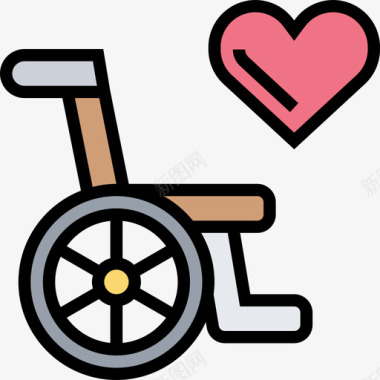 轮椅慈善元素4线性颜色图标图标