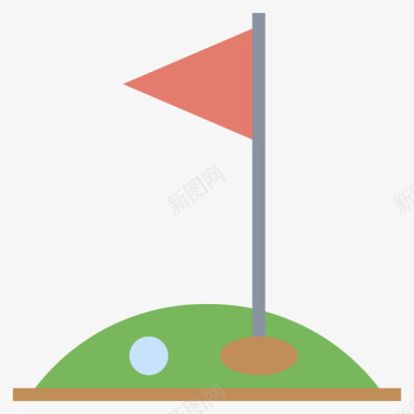 高尔夫洞高尔夫44平坦图标图标