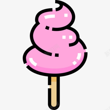 棉花糖糖果和糖果7线性颜色图标图标