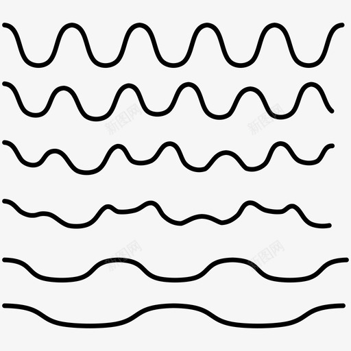 波浪线频率水平图标svg_新图网 https://ixintu.com 周期性 水平 波浪线 节奏 频率