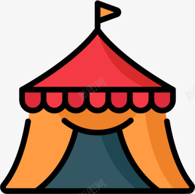 帐篷事件20线条颜色图标图标