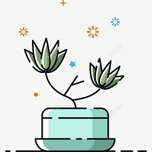 植物icon-铁树svg_新图网 https://ixintu.com 植物icon-铁树 线性 多色 可爱