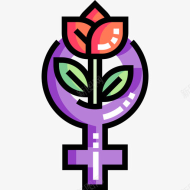 女权主义女权主义7线性色彩图标图标