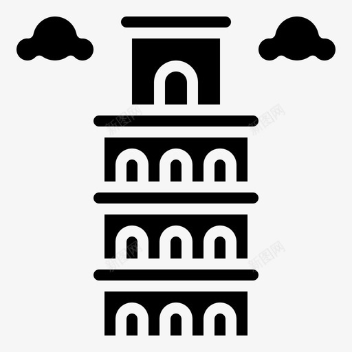 比萨斜塔建筑建筑与城市图标svg_新图网 https://ixintu.com 世界地标符号 地标 建筑 建筑与城市 比萨斜塔