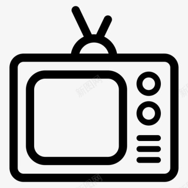 复古电视盒子电视图标图标