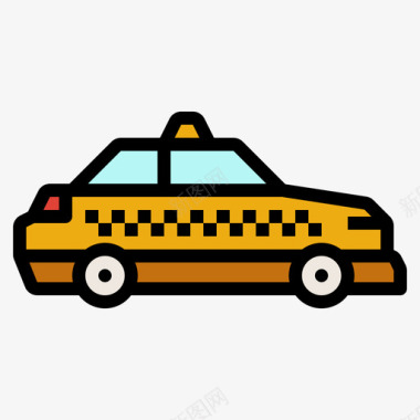 出租车交通164线性颜色图标图标